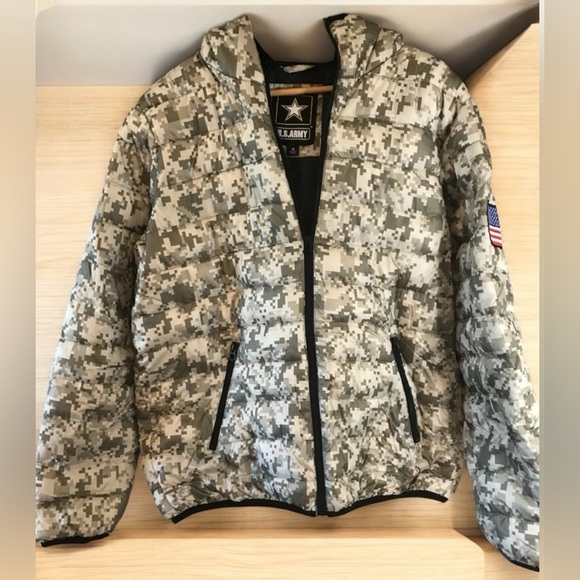 New With Tags Army lightweight Digital Camo Puffer Jacket Coat Sz L Large - Picture 2 of 10